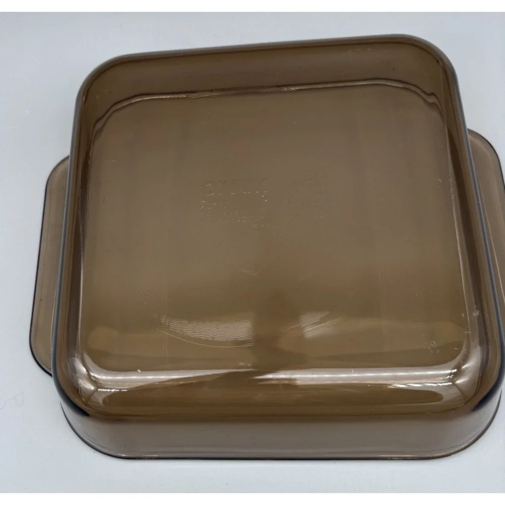 Pyrex 222-R Brown 2QT 2L Clear Glass Square Baking Dish Oven and Microwave Safe